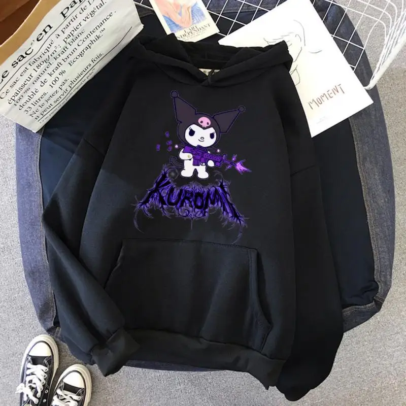 Sudadera con capucha de Anime japonés Sanrios Kuromi para mujer, sudadera con estampado de dibujos animados Y2K, chaqueta de uniforme Jk para chica, Jersey informal para estudiante, Tops