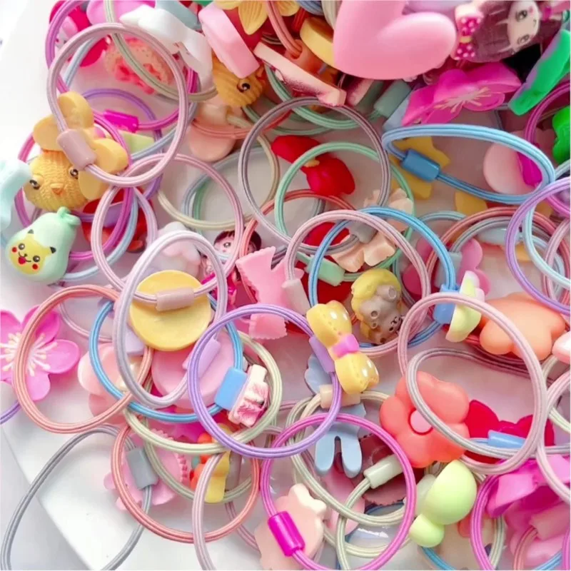 10/30/50pcs Cute Cartoon Elastic Hair Bands Ties Ponytail Holder Leagues Scrunchies Set For Baby Girl Infant Jewelry Accessories