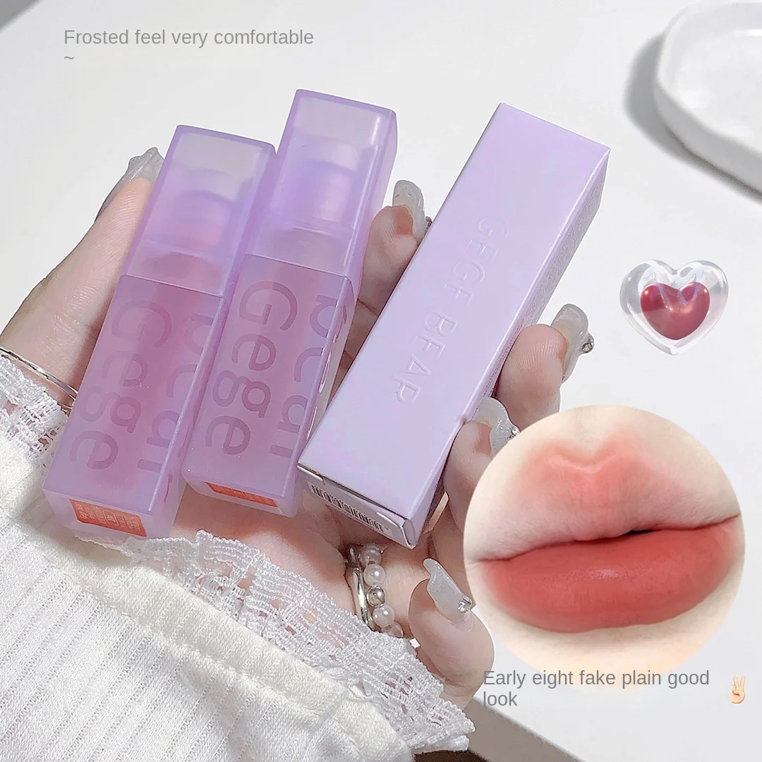 Gege bearing color-holding mirror velvet mist double-layer lip glaze, velvet matte white and long-lasting non-fading lipstick