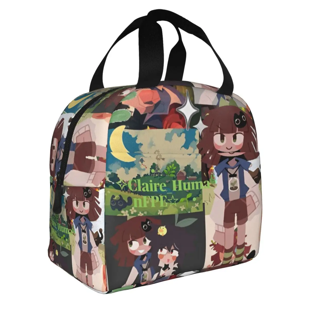 Claire Miss Circle Cartoon Insulated Lunch Bags Large Fundamental Paper Education Cooler Bag Lunch Box Tote Picnic Food Handbags