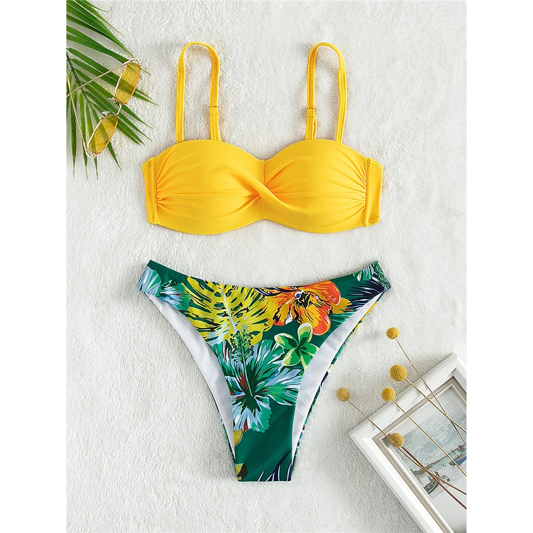 Bikini mit Blumenmuster, Push-up-Badeanzug, Damen-Badebekleidung, zweiteiliges Bikini-Set mit BH-Einlagen, Badeanzug, Badebekleidung, Modell V6296. – Detail 23