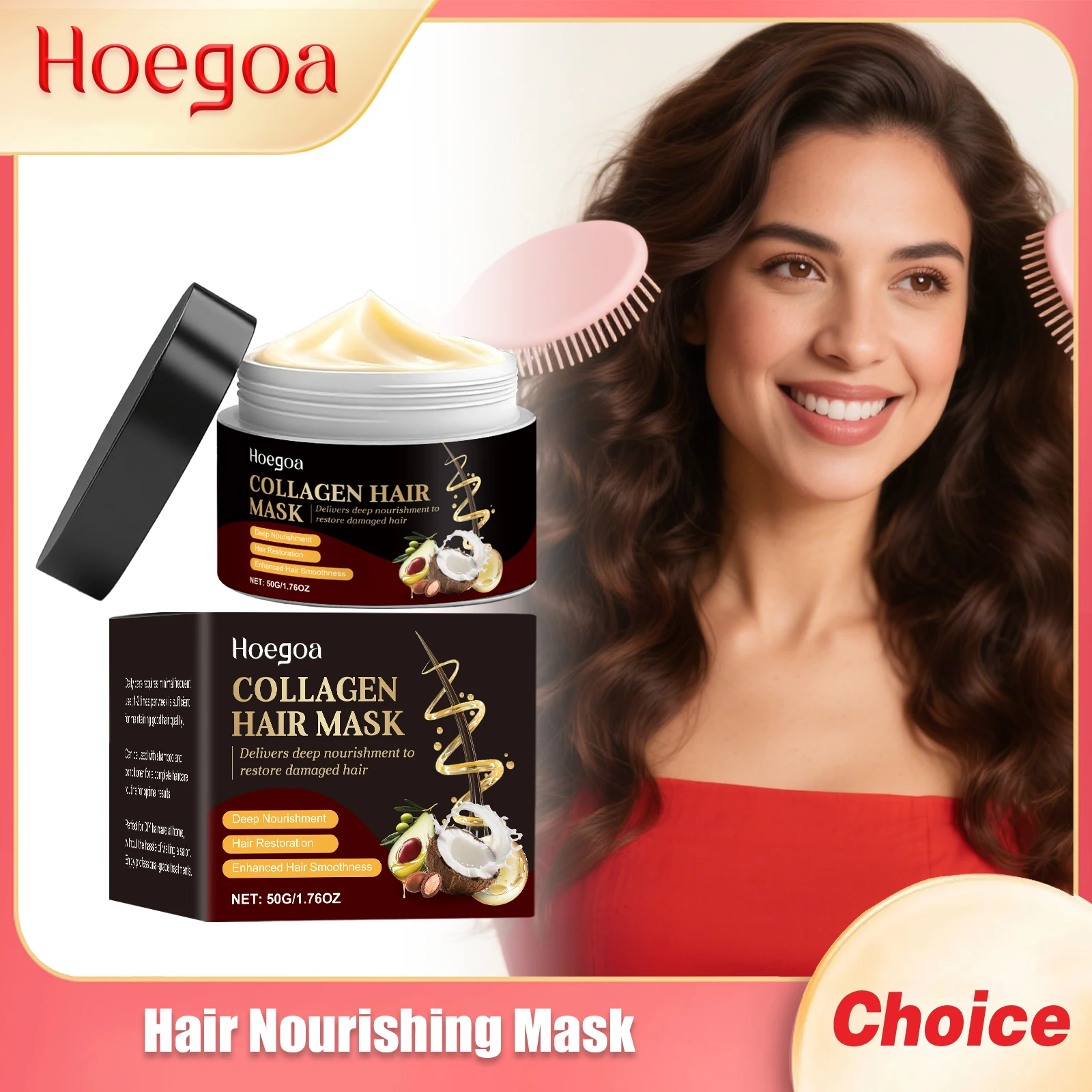 

HOEGOA Hair Moisturize Mask Reduce Loss Repair Damage Brighten Luster Improve Quality Quick Absorption Smoothness Hair Care Mask