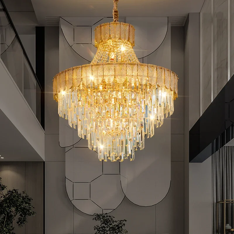 Duplex Building Light Luxury Crystal Chandelier Luxurious Atmosphere High-End Modern Living Room Main Light Villa Light Fixtures