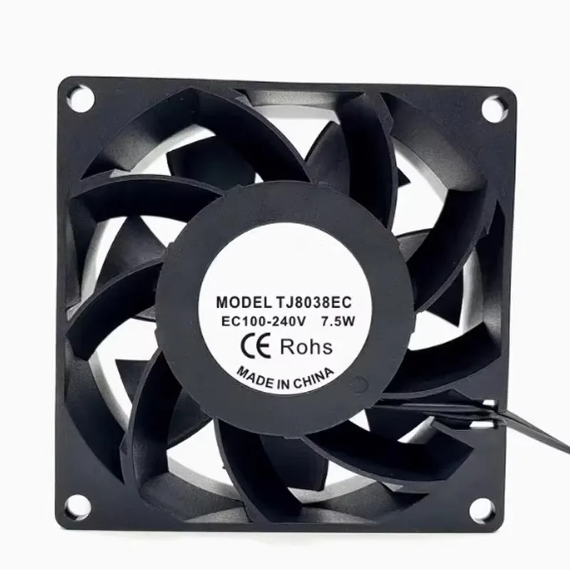 EC Axial Fan 80x80x38mm 100-240V AC 7.5W Brushless Cooling Fan TJ8038EC for 3D Printer Amplifier Server DIY Ventilation
