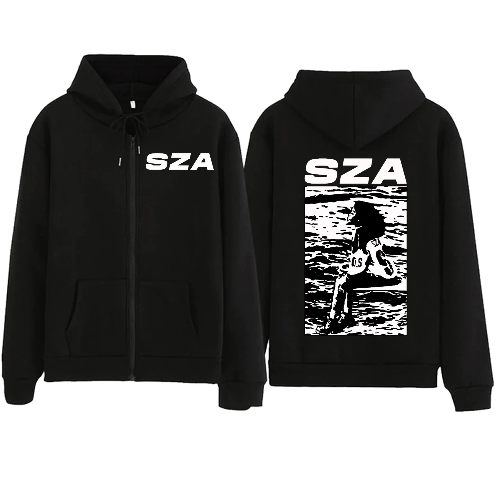 

2024 Sza Sos Zipper Hoodie Harajuku Pullover Tops Sweatshirt Streetwear Fans Gift Unisex