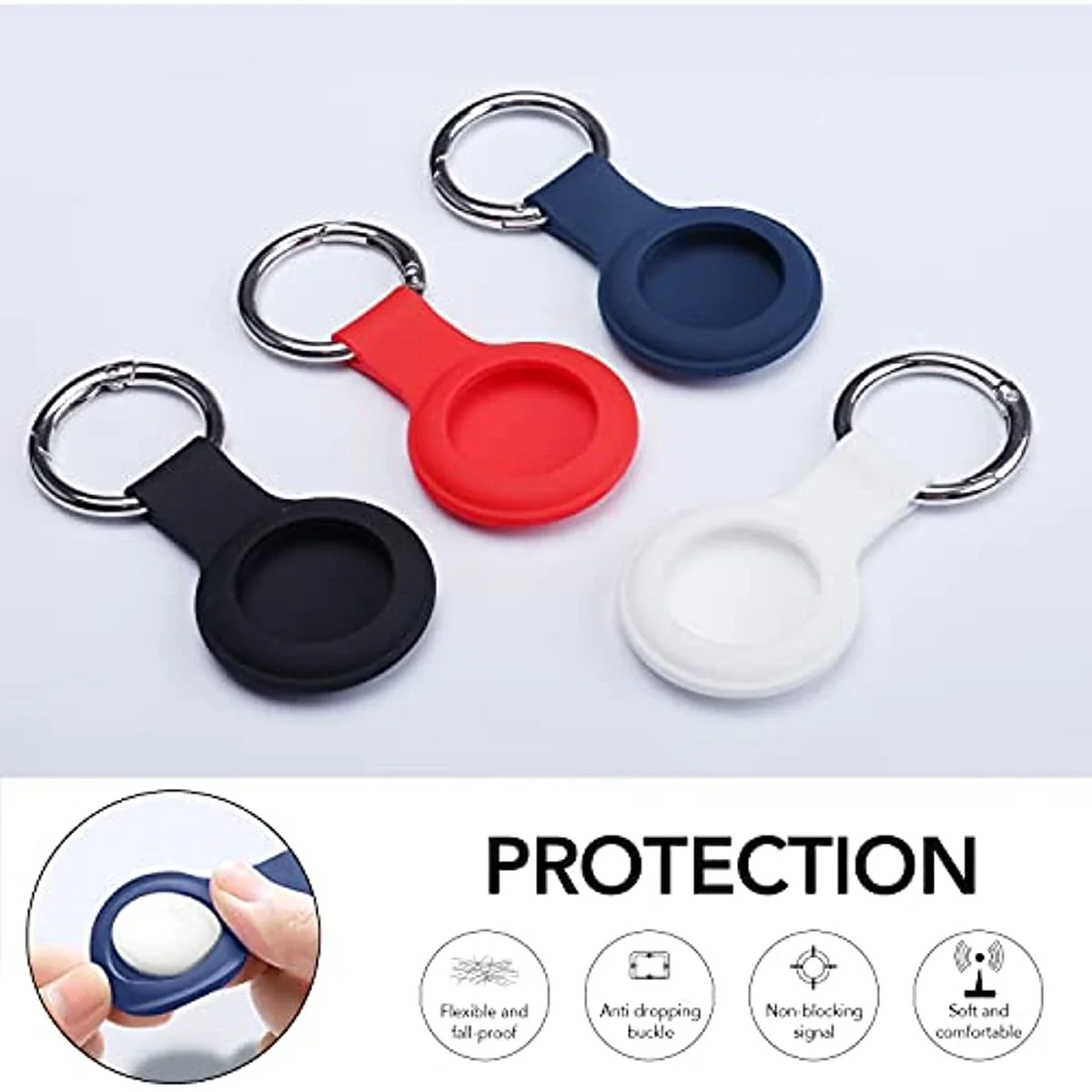 Cover for Apple Airtags Case Liquid Silicone Protective Shell tracker Accessories Anti-scratch Sleeve Keychain Air tag Case