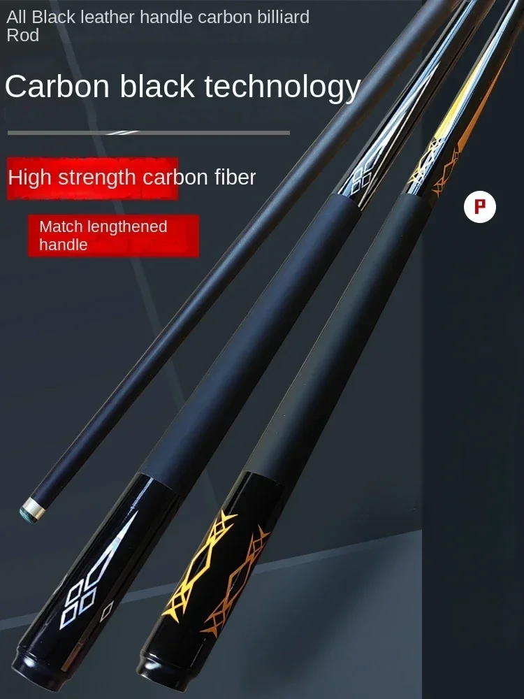 

Carbon black technology pool cue small head big head black eight ball cue snooker pool cue nine ball leather handle extension