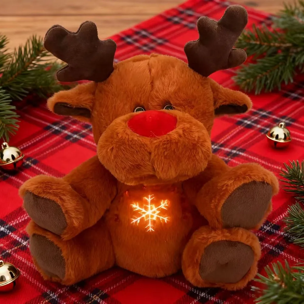 Jouet en peluche d'orignal Musical lumineux de 32cm, Animal en peluche doux, poupée de renne, peluche apaisante, décoration de noël, cadeau pour garçons et filles