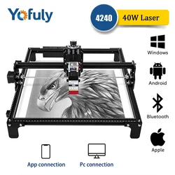 Yofuly 40W Laser Engraving Machine CNC 4240 Logo Mark Printer Laser Engraver with App Cutting Machine for Wood Metal