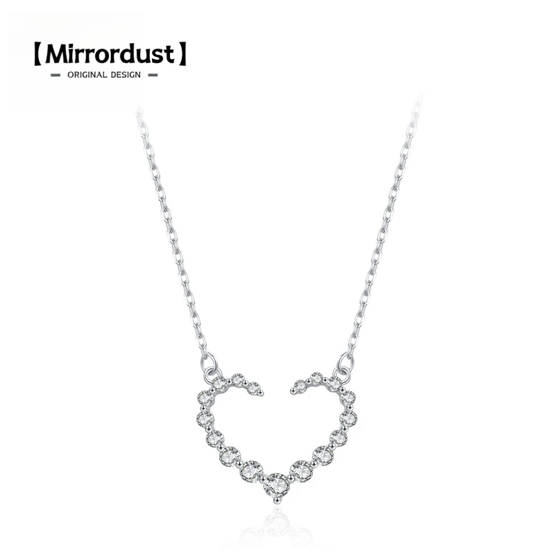 

【Mirrordust】s925 Серебряное ожерелье в форме сердца для женщин, легкая роскошная цепочка с микроинкрустацией цирконом в форме сердца, цепочка на шею, крестовая цепочка