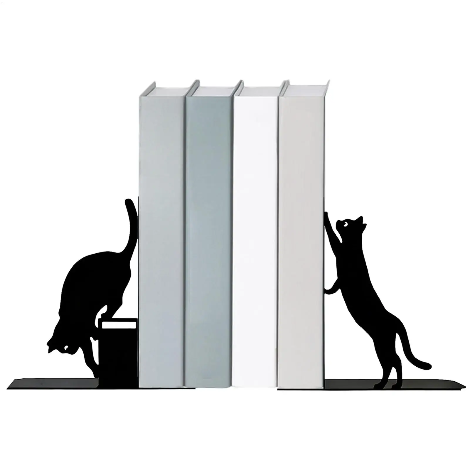 猫のブックエンド、金属製の動物型ブックエンド、本棚の装飾品、面白いブックエンド。読書好き、図書館員、教師、学生、本棚に最適。