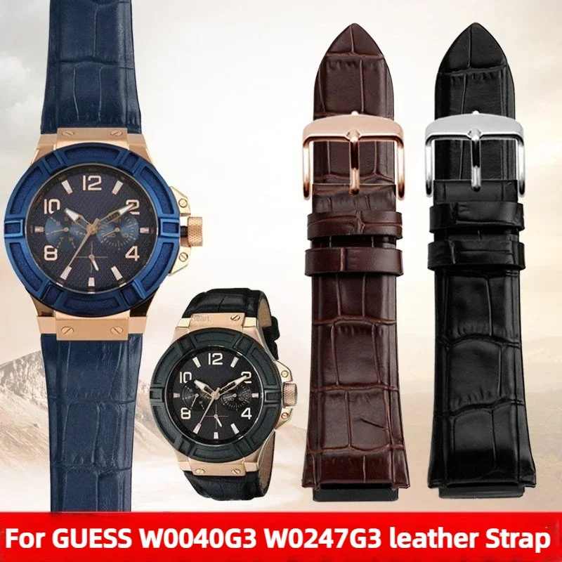 

For GUESS Genuine leather watch strap Men's W0040G3 W0247G3 W0040G7 Series blue cowhide watchband 22mm men's Wrist band Bracelet