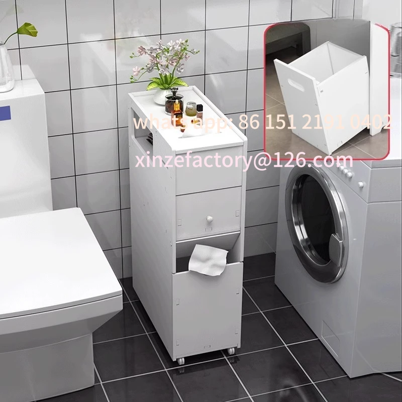 

Customizable Bathroom StorageCabinet with Adjustable Shelves,Waterproof NarrowTower Organizer forOver-Toilet Multif