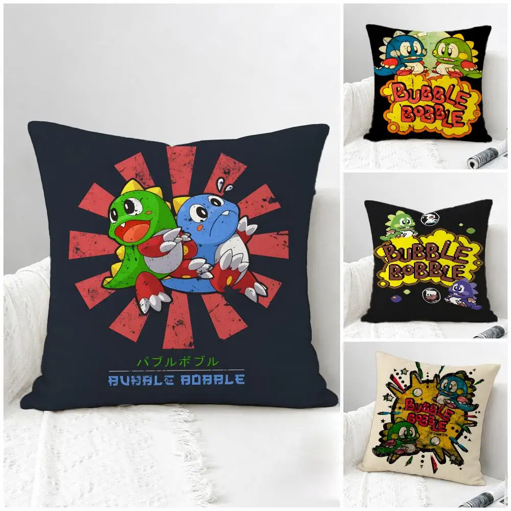Game Bubble Bobble Cushion Cover Natural Linen Pillowcase Set, All-in-One Decor for Sofa, Bedroom & Chair