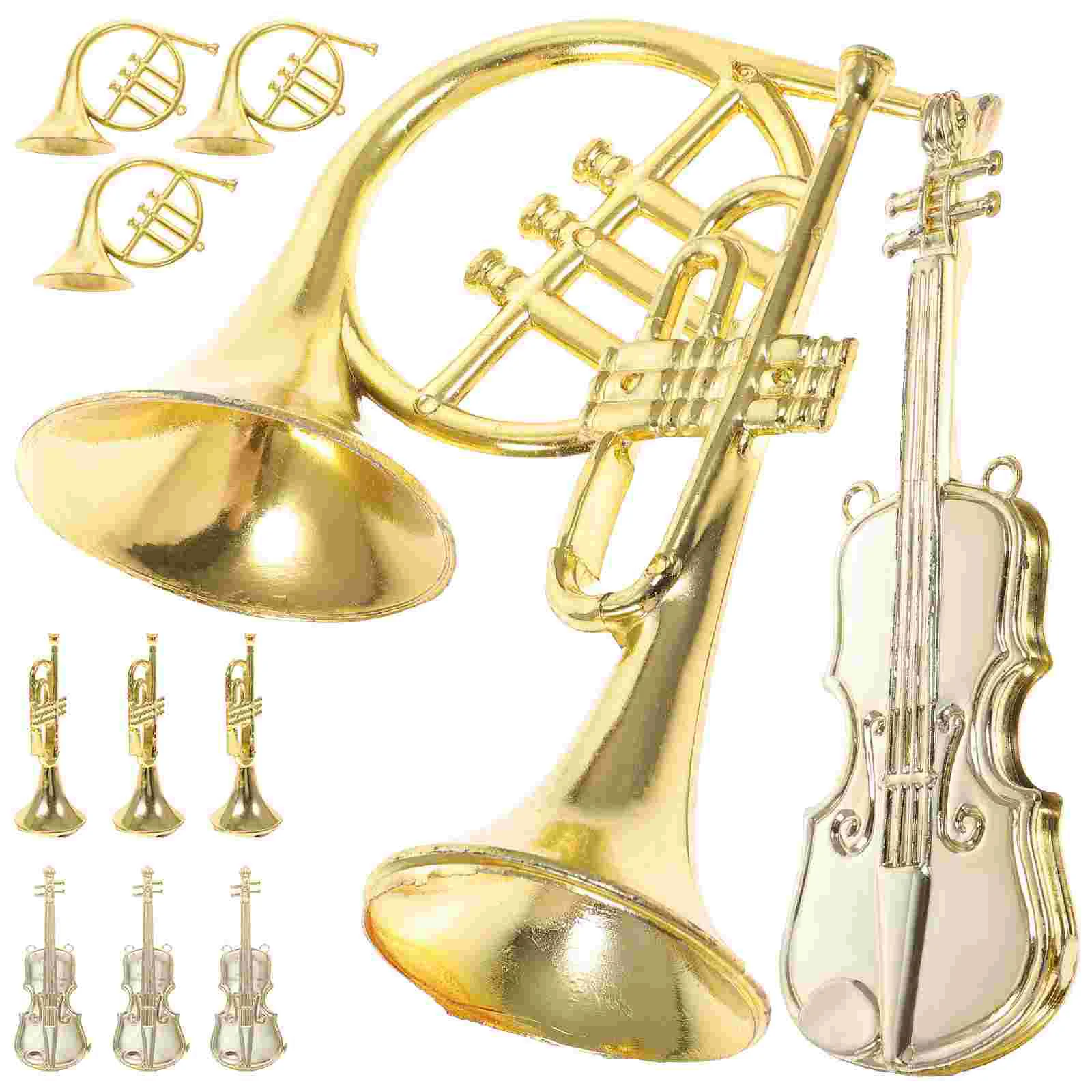 

12 Pcs Musical Instrument Model Outdoor Toys Holiday Ornaments Christmas Tree Decorations Plastic Trumpet Home Miniature Baby