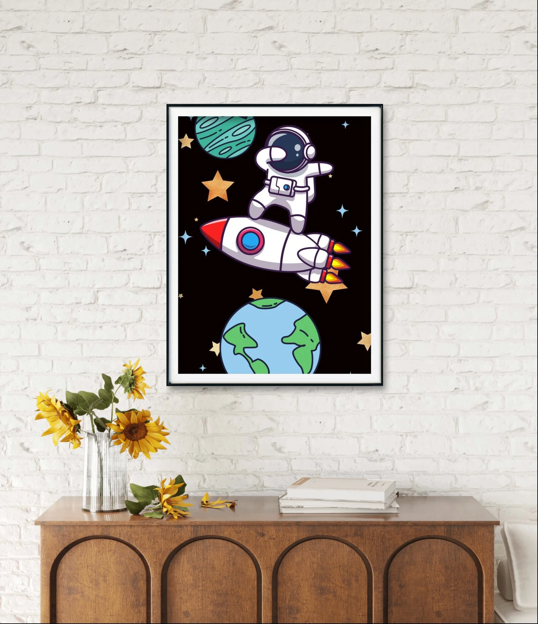 Cartoon Rocket 5D Diamond Painting Comic Astronaut Poster Diy Diamond Embroidery Cross Stitch Children's Room Wall Decor Hand