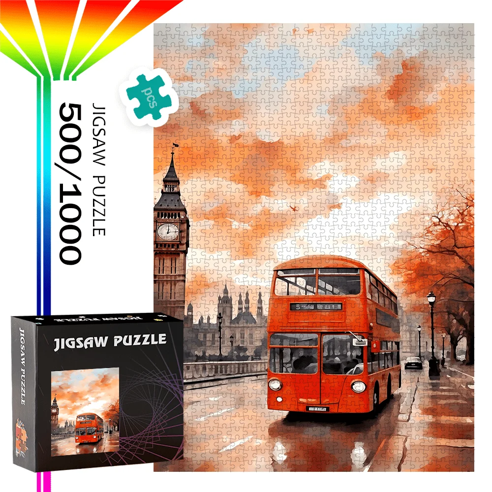 Rompecabezas de Londres Big Ben y monumentos de 500/1000 piezas: rompecabezas grande desafiante para s y familias, iconos británicos (Buckingham, L