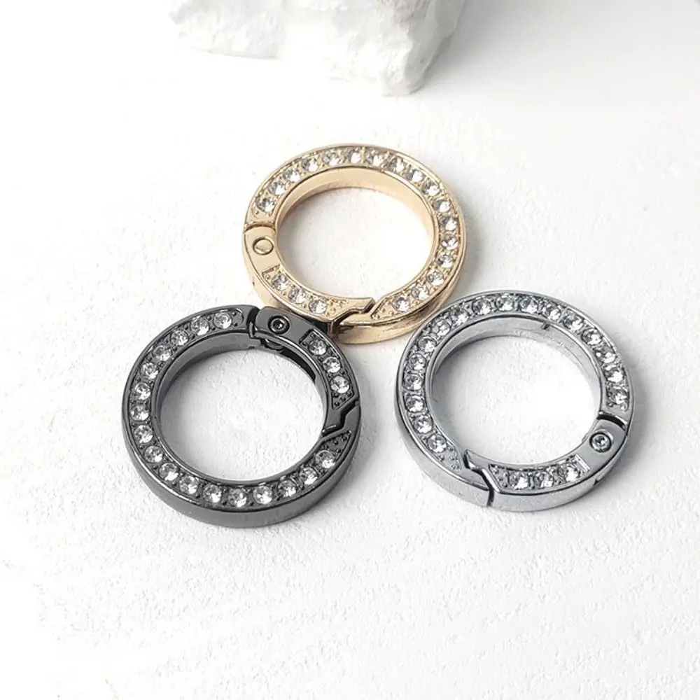 High Quality Black old silver Spring O-Ring Buckles 18.8mm Round Carabiner Diamond Plated Gate Purses Handbags Buckles Carabiner