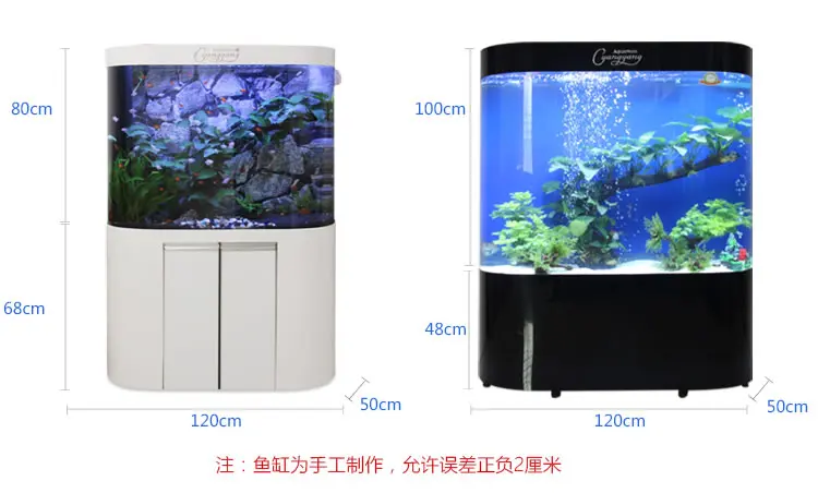 

Fish tank living room household circular medium sized bottom filter glass aquarium lazy person ecology