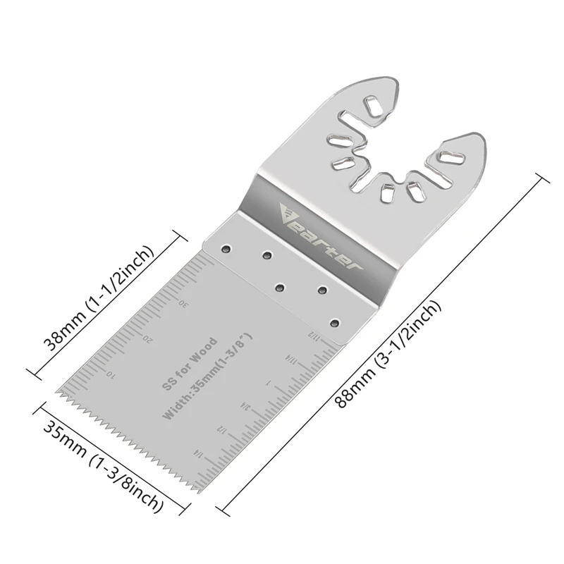 Vearter 3PCS 10/20/35mm Stainless Steel Oscillating Multitool Saw Blade Cutting For Wood PVC Plasterboard