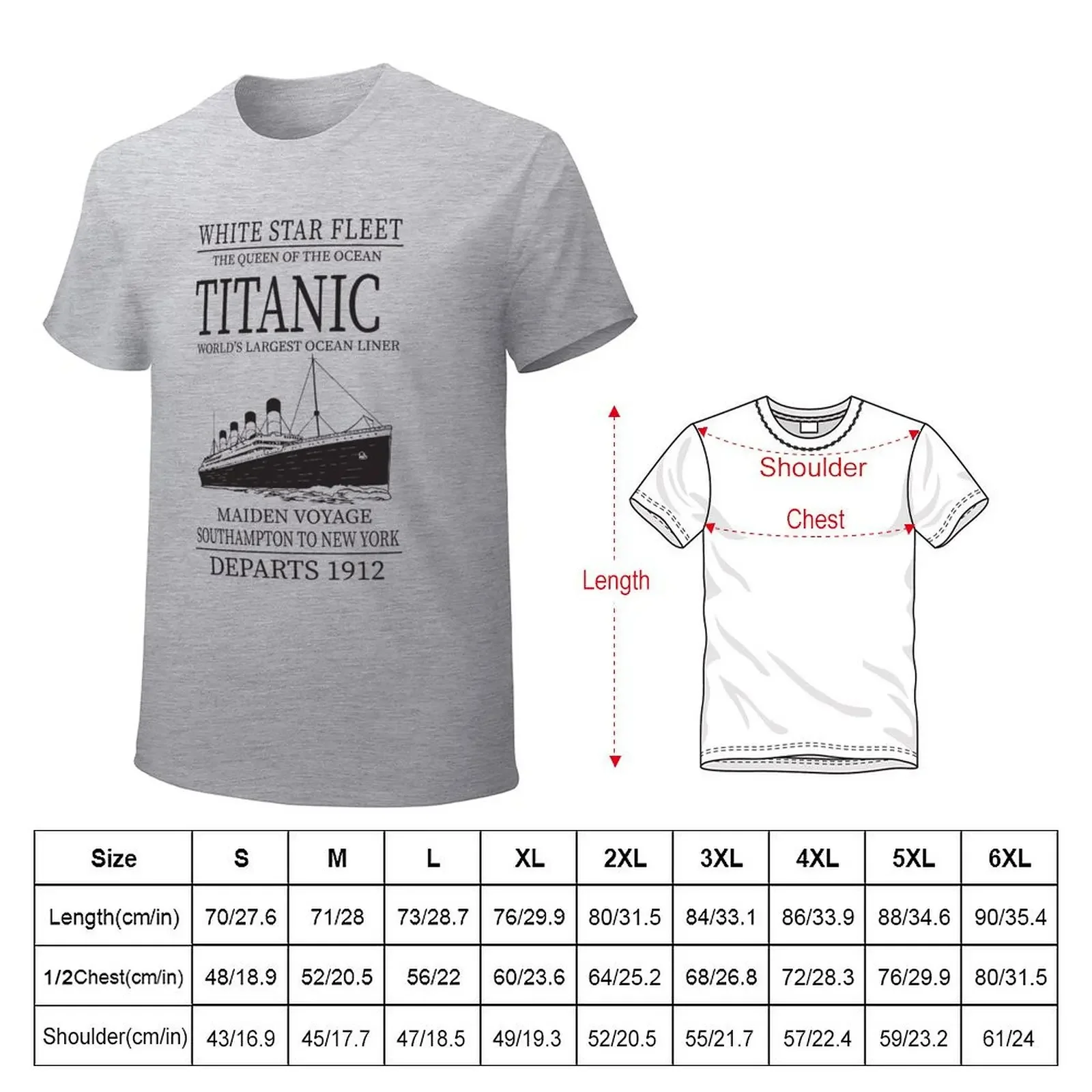 Titanic Vintage Poster Cruise Sinking Ship Atlantic Ocean Maiden Voyage T-Shirt tops anime stuff luxury clothes men