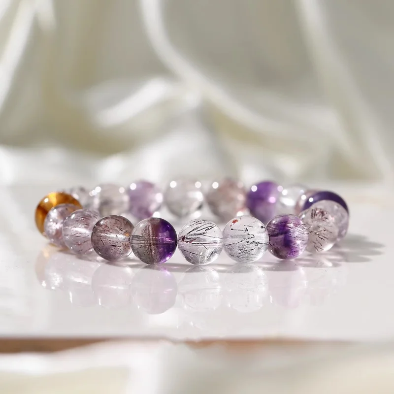 Natural Seven Women Amethyst Citrine Design Bracelet Jewelry