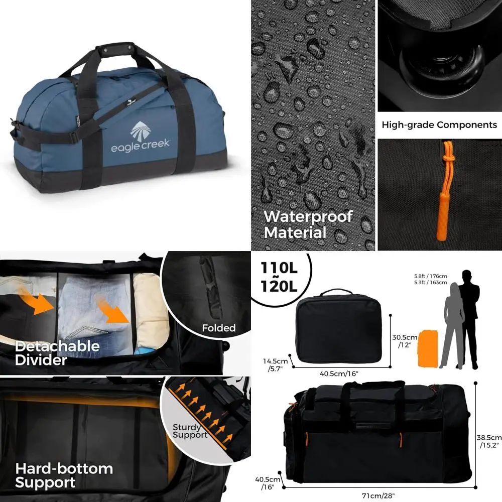 حقيبة سفر متينة مقاومة للماء من القماش الخشن، باللون الأزرق الأردوازي، مثالية للمغامرة والأنشطة الخارجية #1