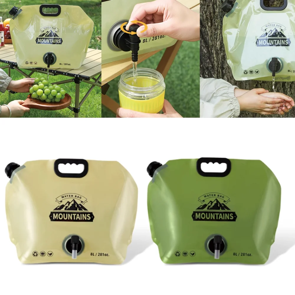 

Portable PE Foldable Water Bag with Faucet - Durable and Large Capacity, Suitable for Camping and All Terrain Travel