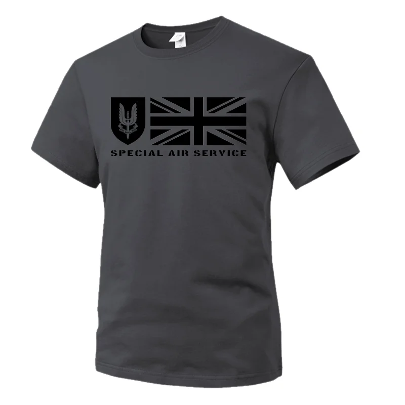 Summer New 2026 British Veteran Tactical Team British Short-sleeved T-shirt SAS Letter-pattern British Emblem T-shirt