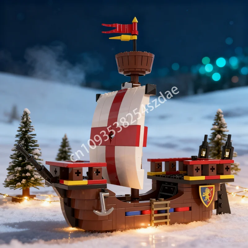 

244pcs MOC Medieval Ship Castleed Model Building Blocks Construction Creative Education Christmas Gift Brick Toy Kids Birthday