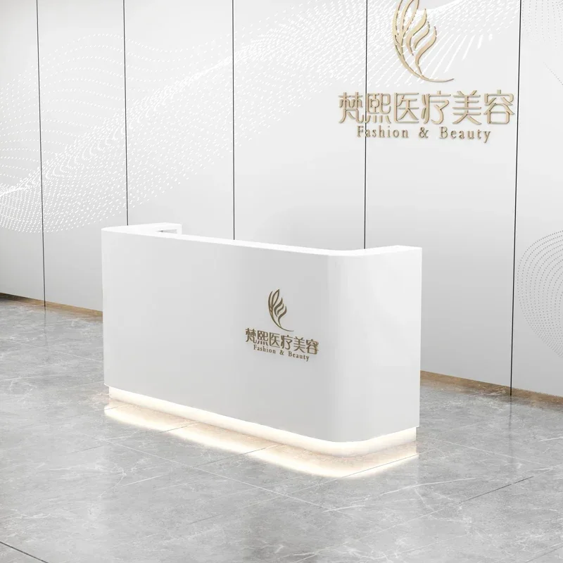 

Beauty Salon Storage Modern Small Reception Desk Furniture Cashier Table Office Desk Help Counter Reception Hairdressing Luxury