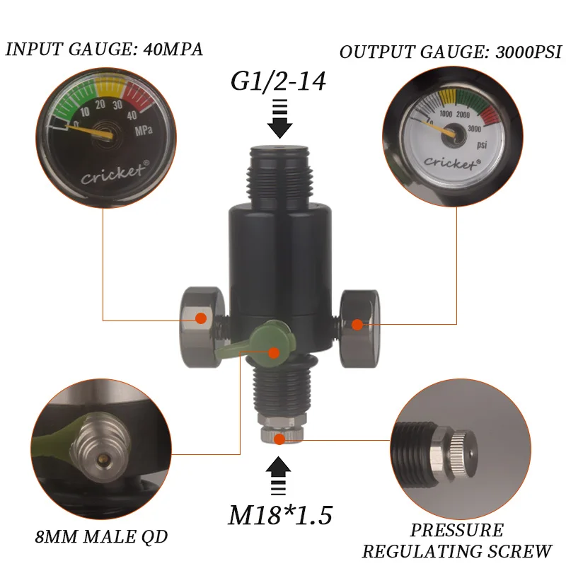 Imagem -05 - Pcp Regulador de Válvula Ajustável Cilindro de Gás Válvula de Pressão de Recarga ar Abastecimento Tanque Adaptador Sodastream Co2 Acessórios Hpa g1 2