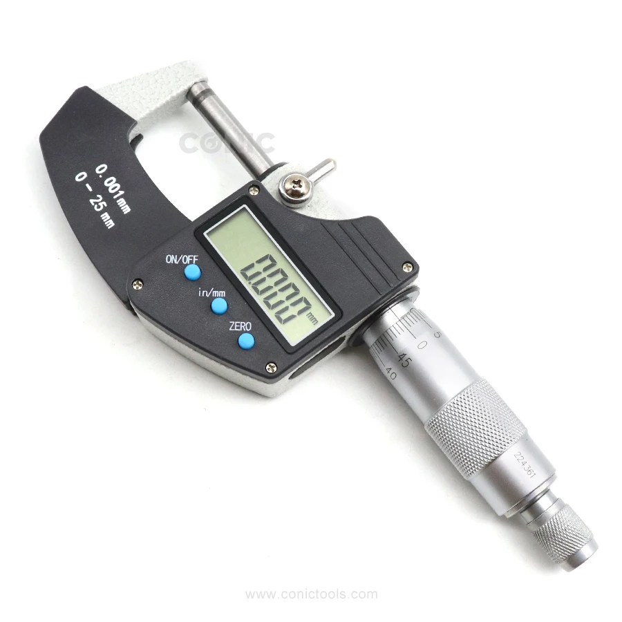 0-25MM/0-1"  2-way Electronic Digital Outside Micrometer with   Engraved Scale and Carbide Tipped