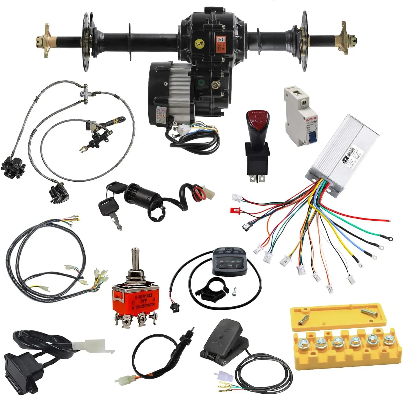 

TDPRO 3400rpm 48V 1000W Brushless Motor 1020mm Rear Differential Axle Kit for Go Kart Golf Scooter Quad ATV