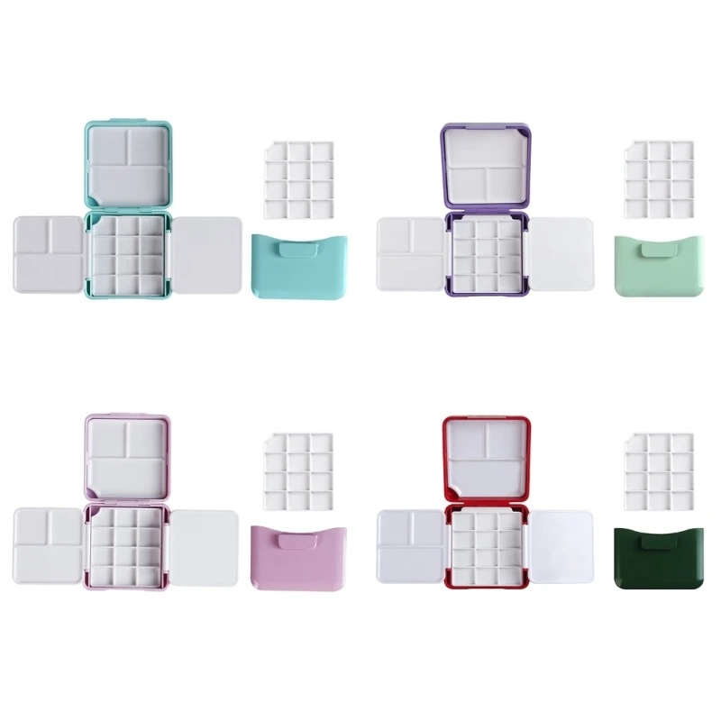 아티스트 학생 수채화 오일 아크릴 구아슈 그림을 위한 브러시 와셔가 있는 휴대용 수채화 페인트 팔레트 상자