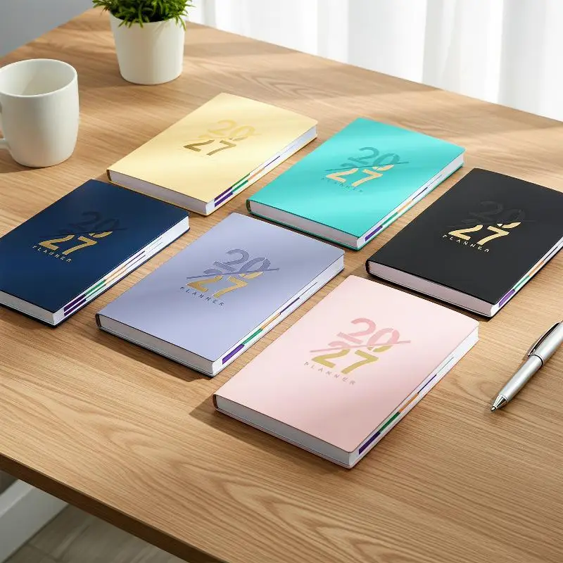 2027 English 12-Month Agenda Planner Notebook, Wear-resistant Simple Efficiency To Do List Schedule Notepad