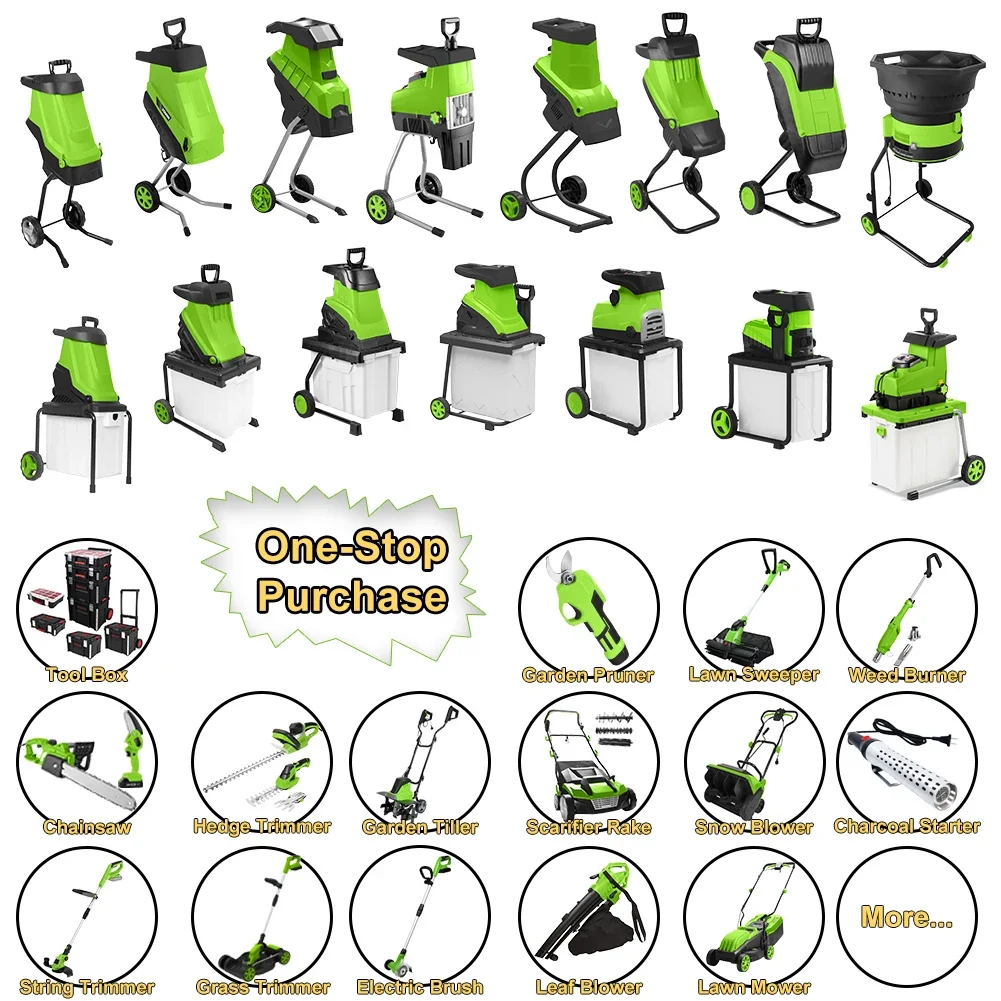 2800W Portable Household Orchard Branch Shredder Electric Garden Shrub Shredder