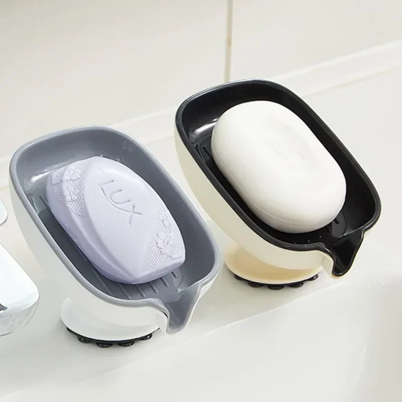 

Suction Cup Soap Dish with Drain Water Punching Free Soap Holder Household Light Luxury Bathroom Soap Container Bathroom Supply