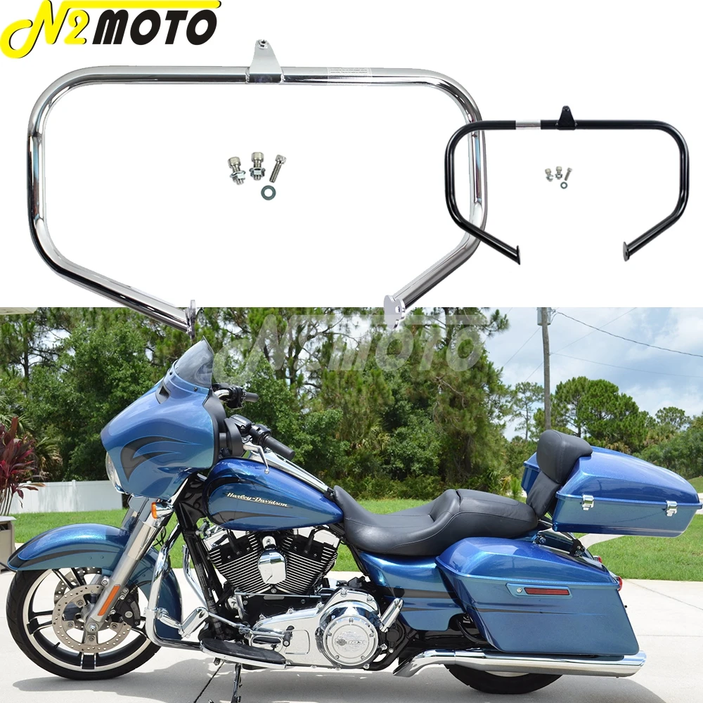 

1-1/4" Tube Black Highway Engine Guard Crash Bar Bumper for Harley Touring Road King Electra Glide Street Glide FLHR FLHT 97-08