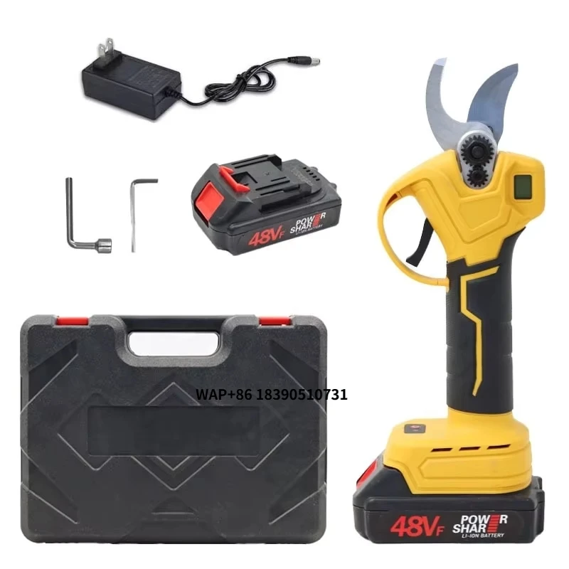 Professional Electric Cordless Brushless Motor Steel Blade Bypass Pruning Shears Heavy Duty Garden Secateurs Ergonomic Handle