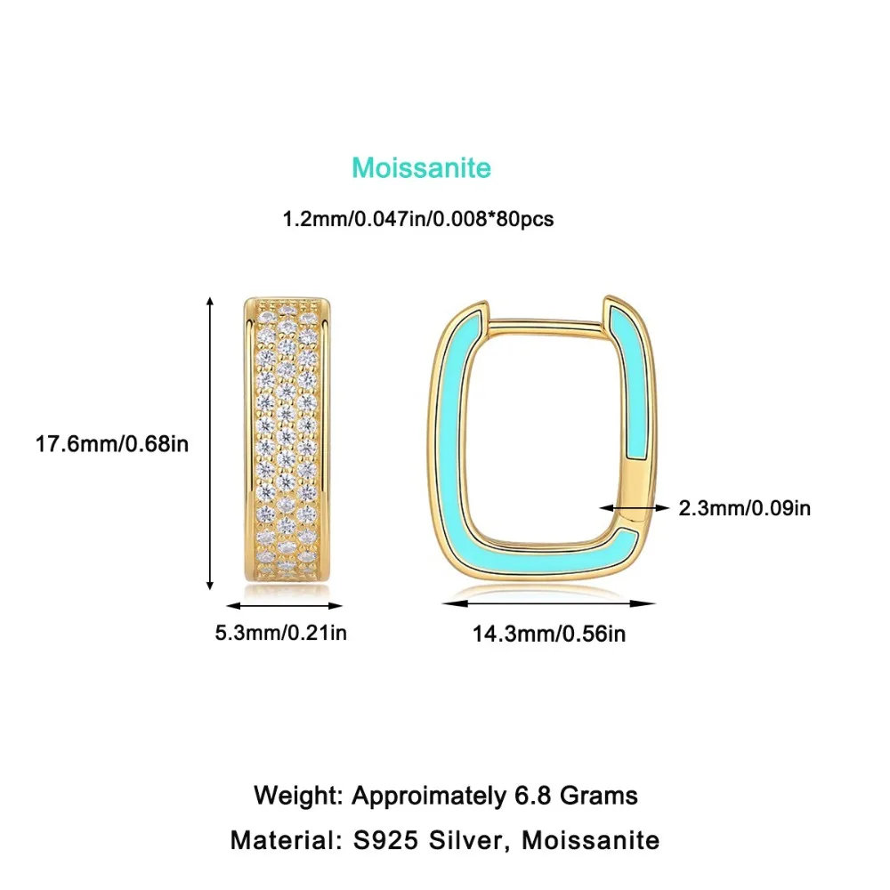 18k Plated Moissanite Hoop Earrings S925 Sterling Silver Fashion Ins Style Elegant Circle Huggie Earrings Pass Diamond Tester