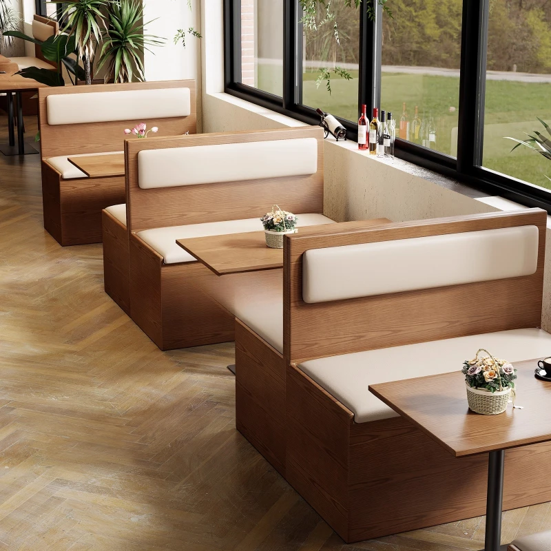 

South East Asia Hunan restaurant snack bar, commercial wall seat sofa, restaurant, solid wood table and chair combination