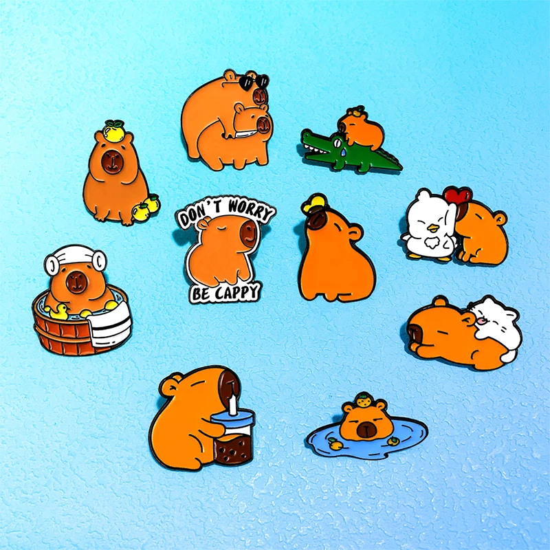

AniPins Funny Cartoon Capybara Pins 10-design Metal Enamel Cute Animal Brooch Pin For Clothes Backpack Badge Gifts