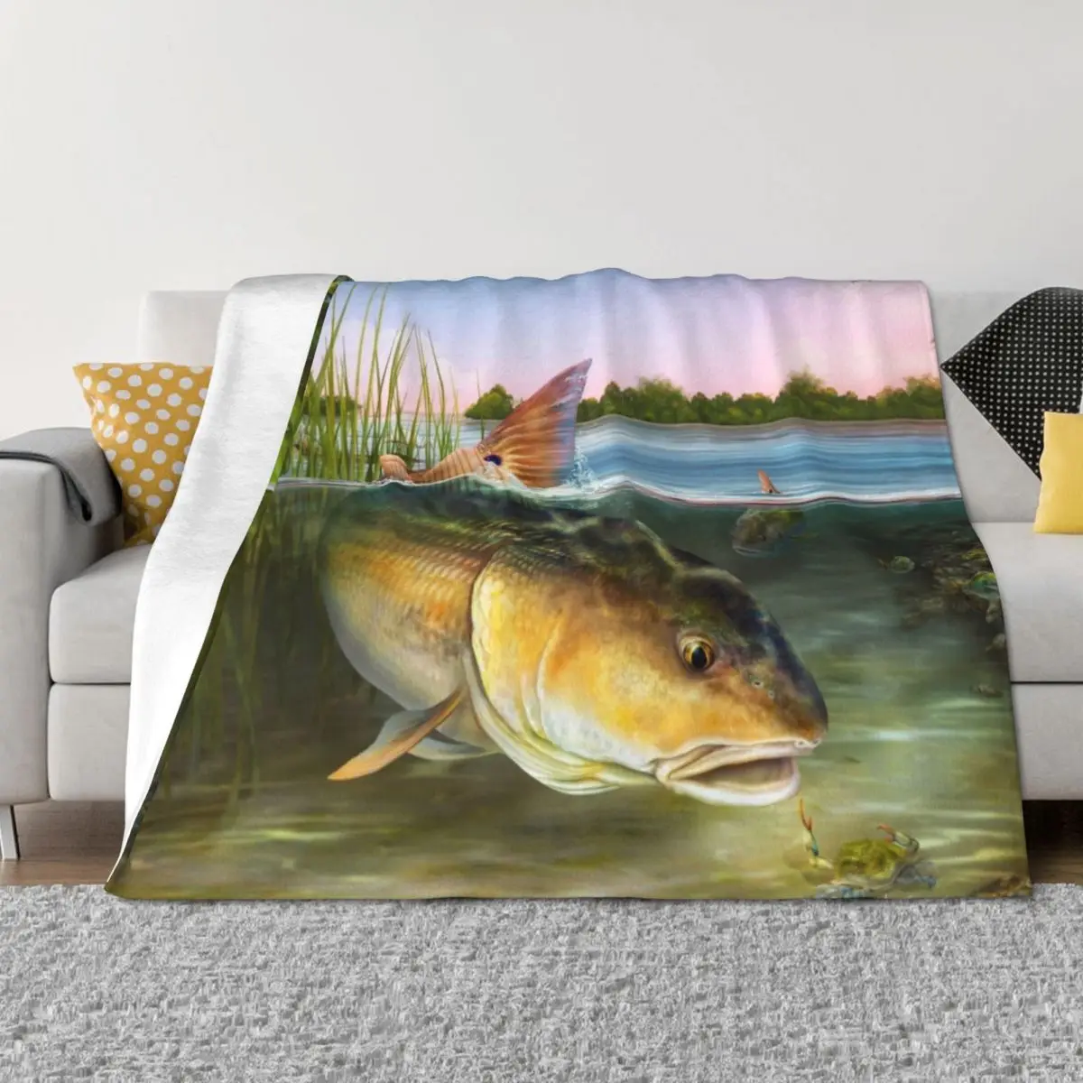 

Redfish in the Reeds Throw Blanket Weighted Fashion Sofas sofa bed Heavy Blankets