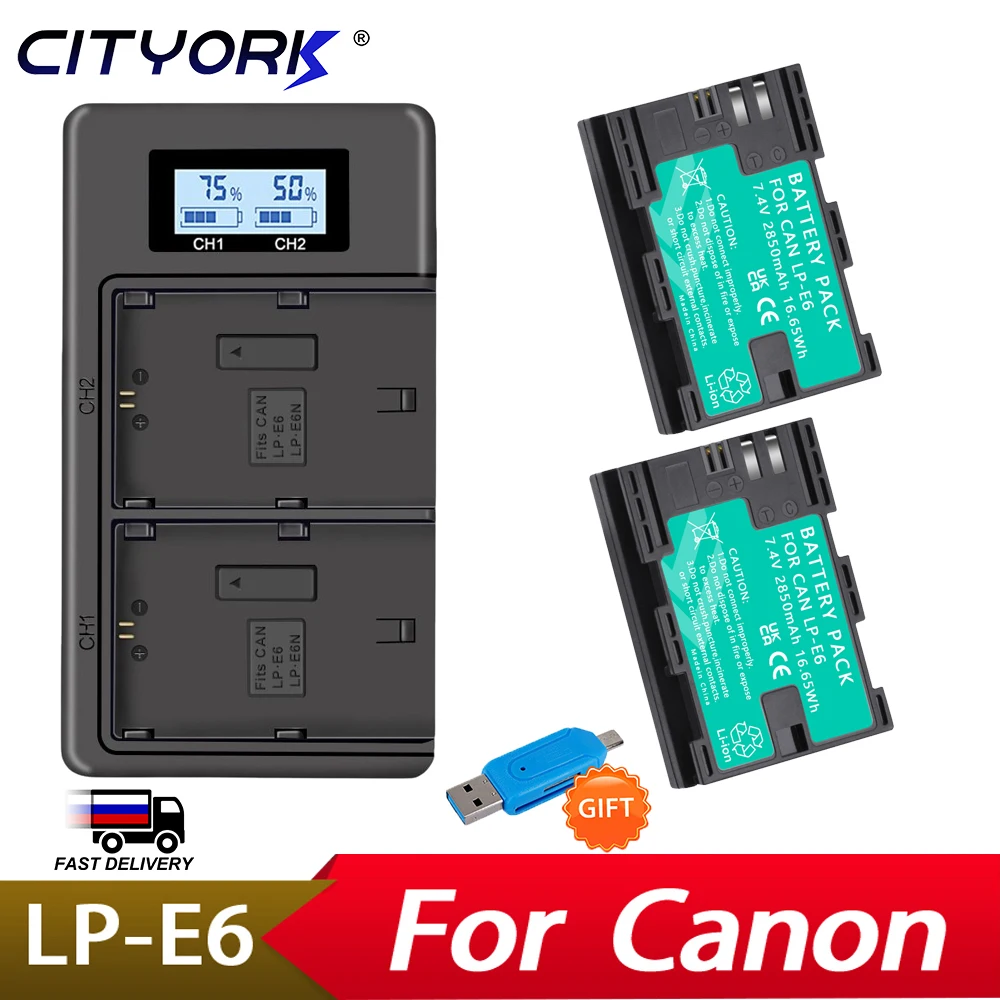 

LP-E6 LPE6N LP E6 Camera battery + LCD USB Dual Charger For Canon EOS 5DS R 5D Mark II 5D Mark III 6D 7D 80D EOS 5DS R Camera