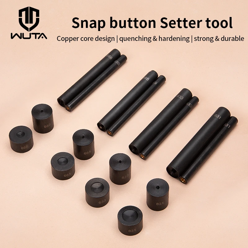 WUTA Professional Snap Button Setter Installation Mold Die Tools Fastener Fixing Tool Kit Leather Craft 8/10/12.5/15mm Available