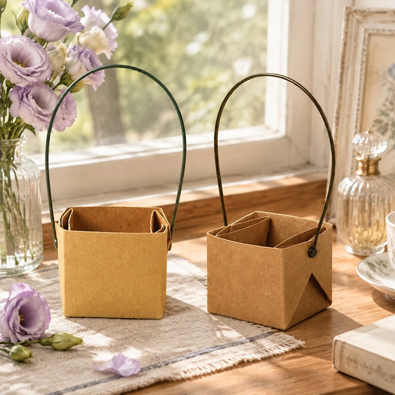 5-20PCS Elegant Kraft Paper Planter Box Portable Plant Pot Succulents Cacti Seedling Nursery Balcony Garden Home Table Decor ZYF