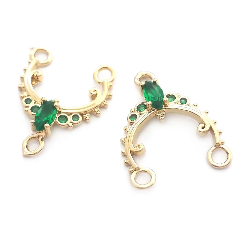 10PCS 18K Gold Color Brass and Zircon U Shape Connect Charms Necklace High Quality Jewelry Accessories Rosediy official-website