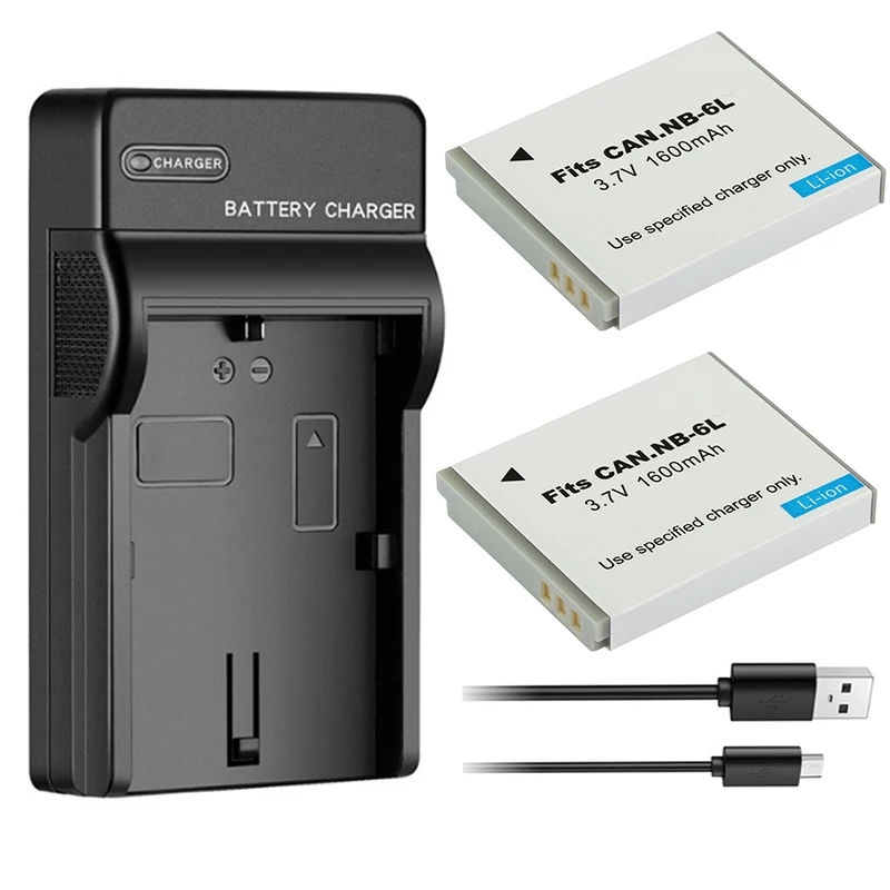 

1600mAh NB 6L NB6L NB-6L Battery + Charger for Canon Powershot SX520 SX530 SX600 SX610 SX700 SX710 HS IXUS 105 210 85 95 200 IS