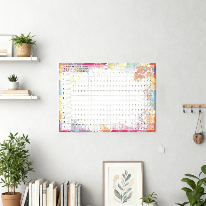 

2025-летний английский полноценный календарь большого размера с изображением ежедневного планировщика, плаката и маркировки, наклейки, настенные офисные аксессуары